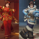 Mei’s CNY skin on the left, with her regular outfit on the right. Some people saw a slimmer waist. Others saw a lady who normally wears a lotta layers wearing something less insulated.